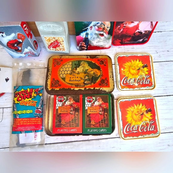 VINTAGE COCA COLA COKE LOT #4 Coasters, Playing cards in Tin, Mirrors, Puzzles - Picture 2 of 10
